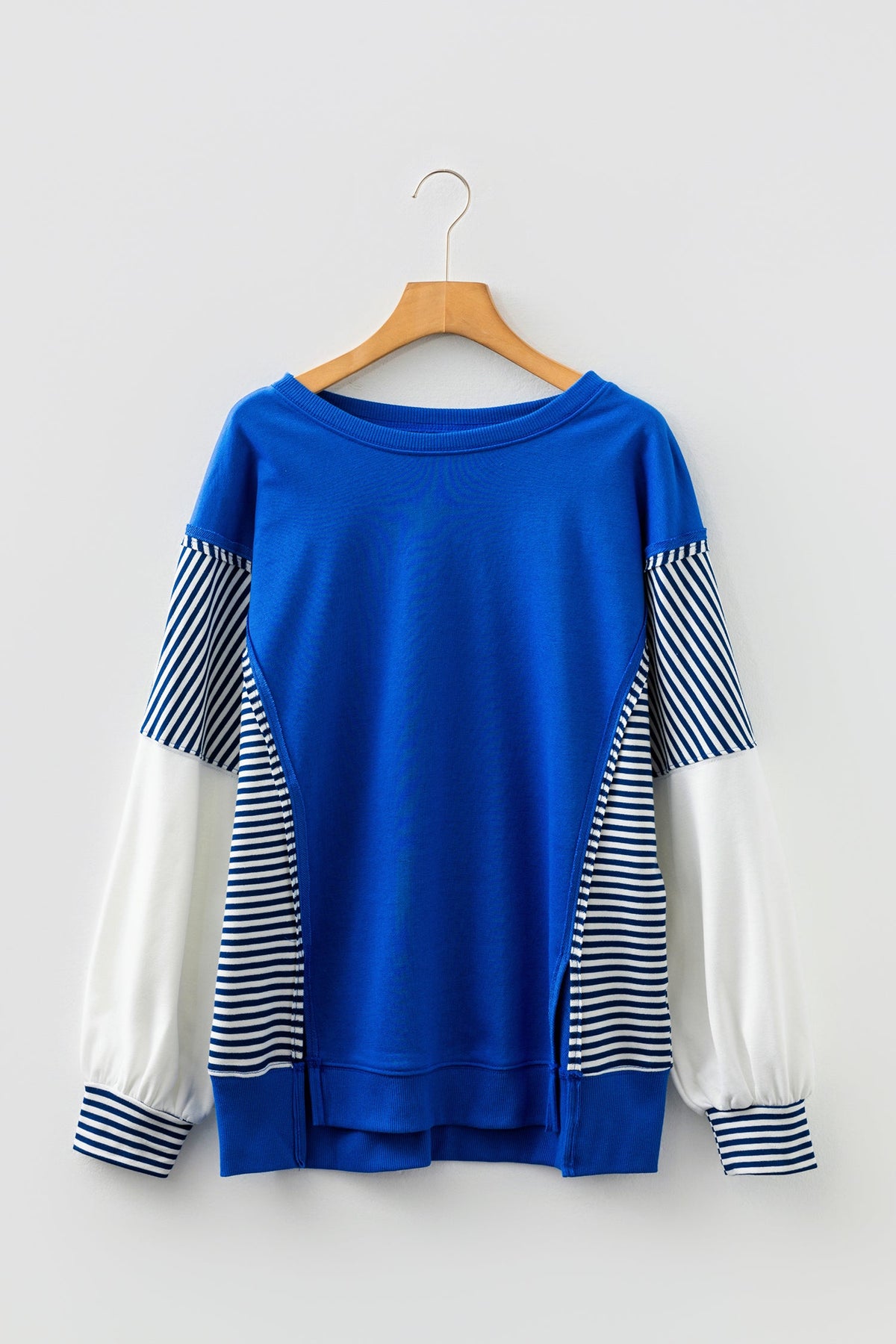 Stripe Patchwork Long Sleeve Colorblock Sweatshirt