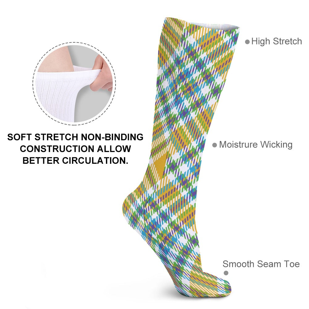 Yellow Plaid Breathable Knee-High Socks - Harajuku Style Comfort - Image 3