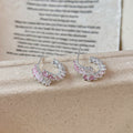 Colorful Earrings Womens C-shaped Diamond-studded Stud Earrings