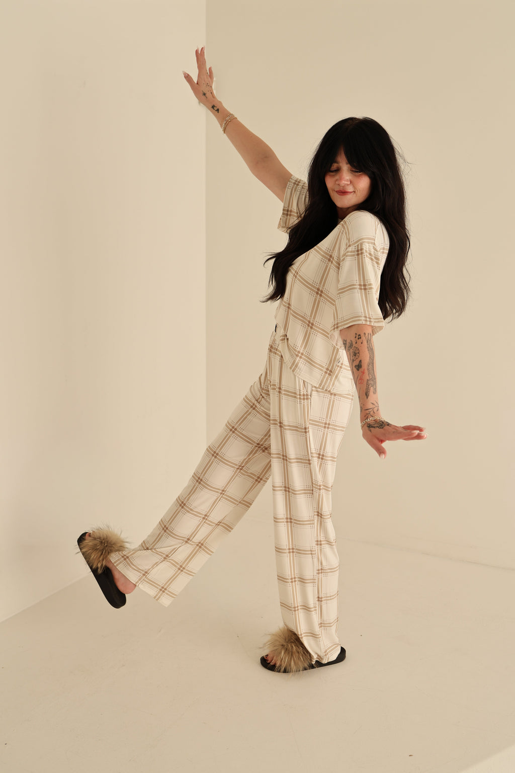 Women's Boxy Tee Lounge Set | Ellis Plaid