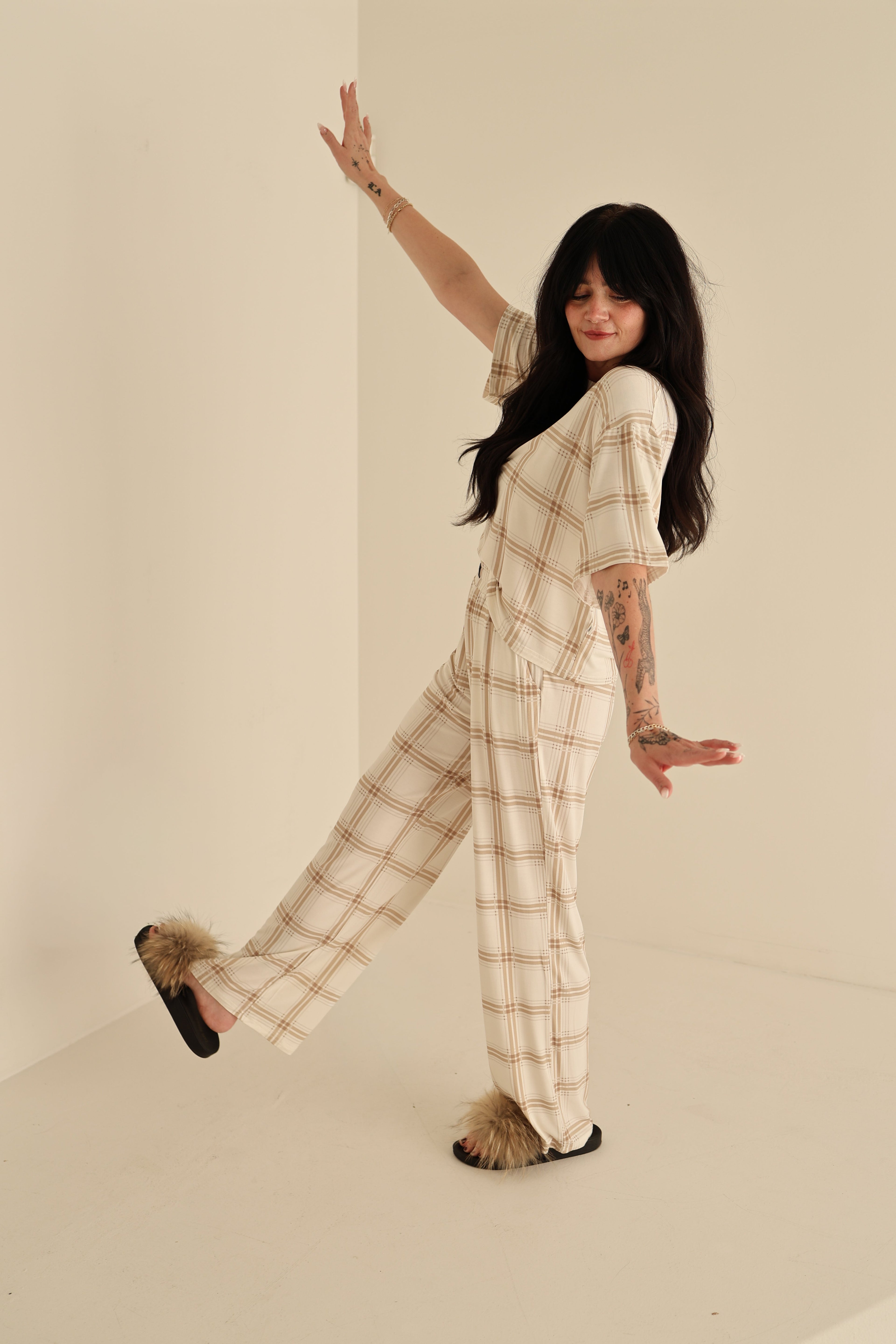Women's Boxy Tee Lounge Set | Ellis Plaid