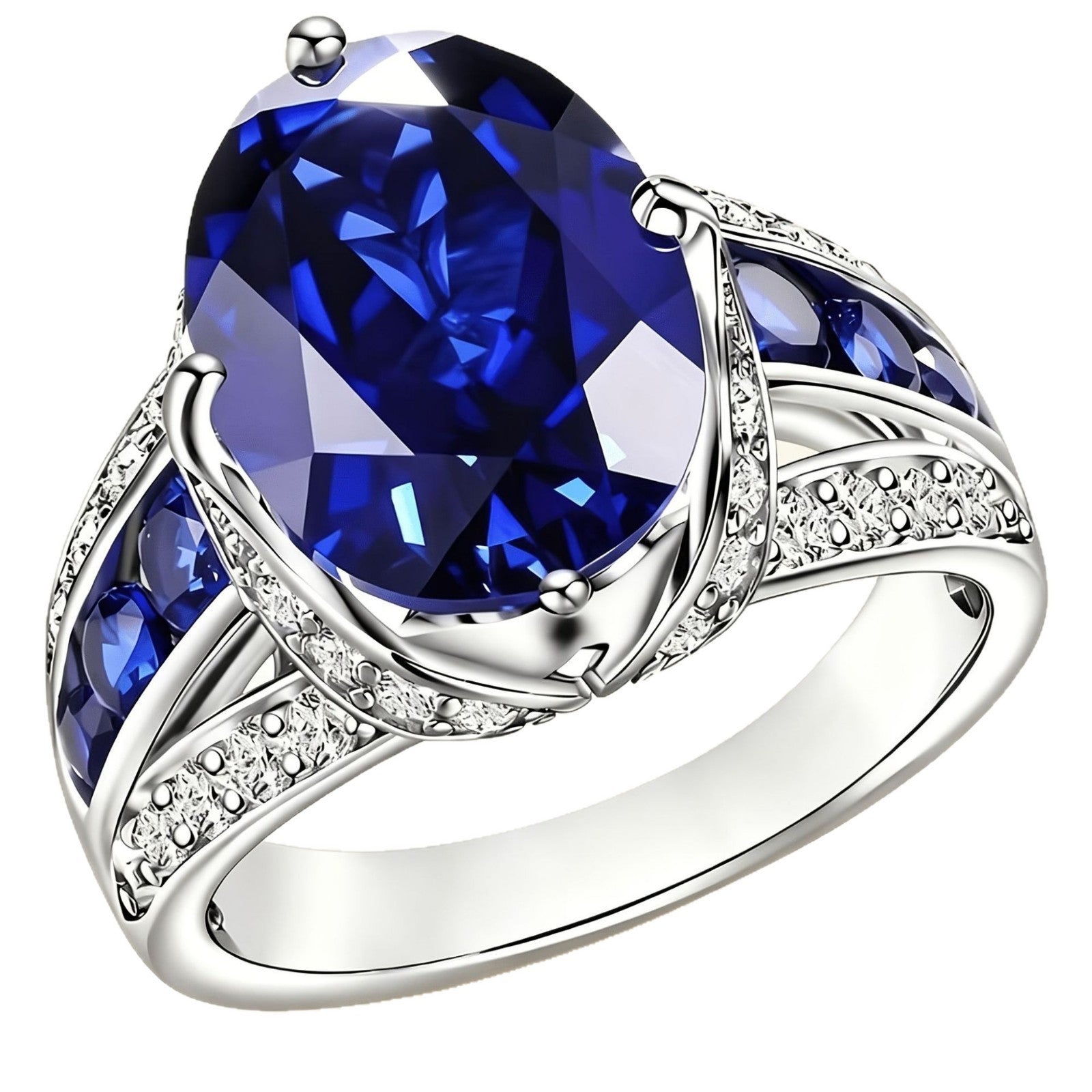 Yanbai Cross-Border Exquisite Deep Blue Fashion Ring Vintage Bohemian Style
