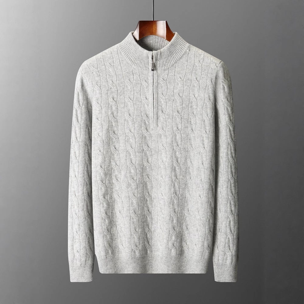 Jacquard Double-strand Thickened Long-sleeve Wool Blend Sweater