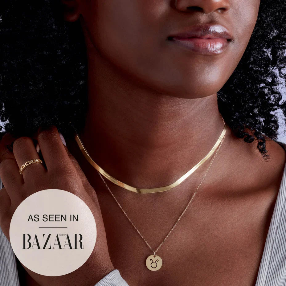 Lame d'Or Collier 2.8mm Herringbone Necklace 14K Yellow Gold