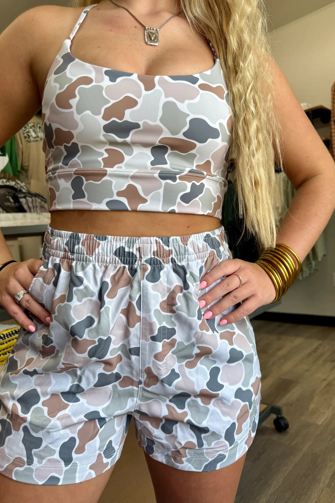Camo Cropped Tank & Shorts Athleisure Set
