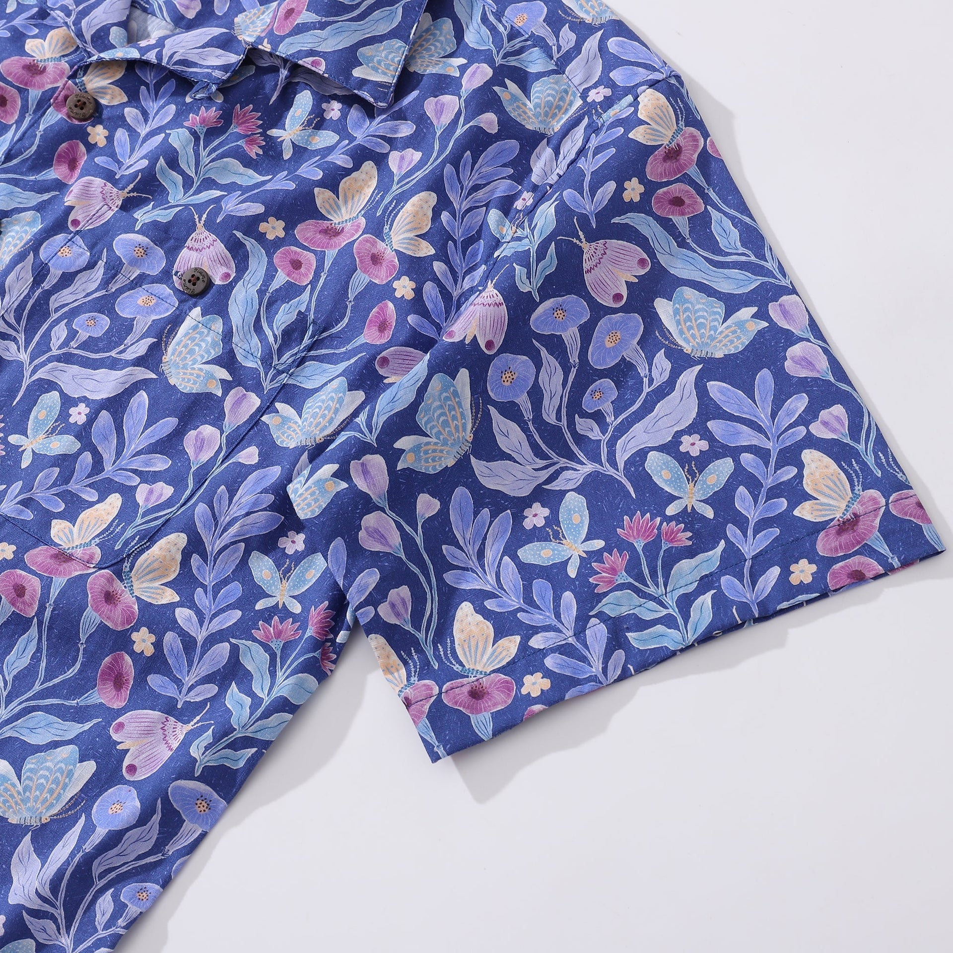 Midnight Garden Hawaiian Shirt 100% Cotton Camp Collar Men's Top