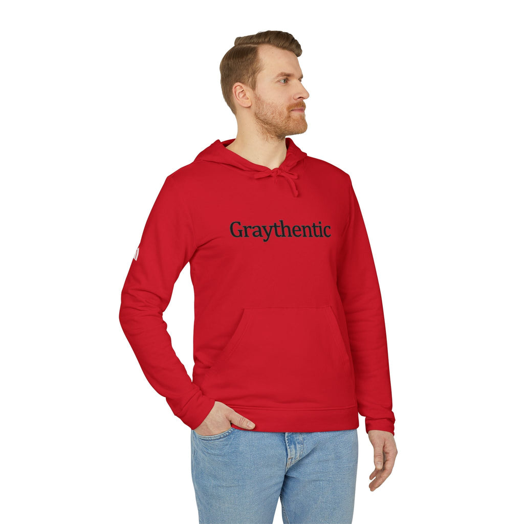 Unisex Fleece Pullover Hoodie in Red, Dark-Gray and White