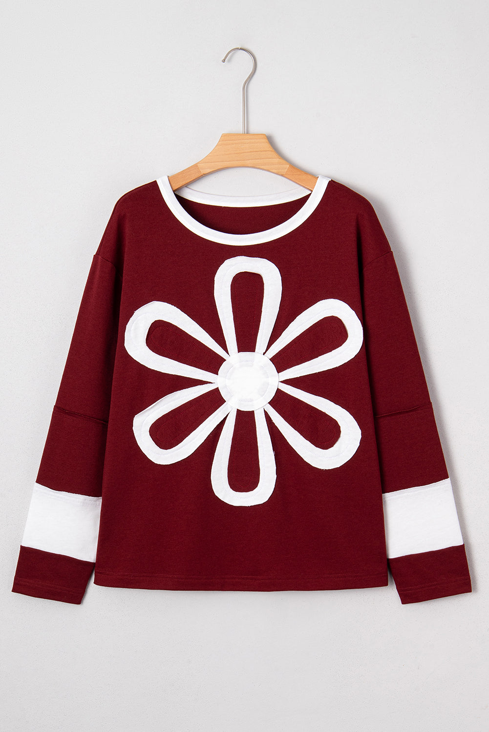 Floral Patch Long Sleeve Crewneck Top