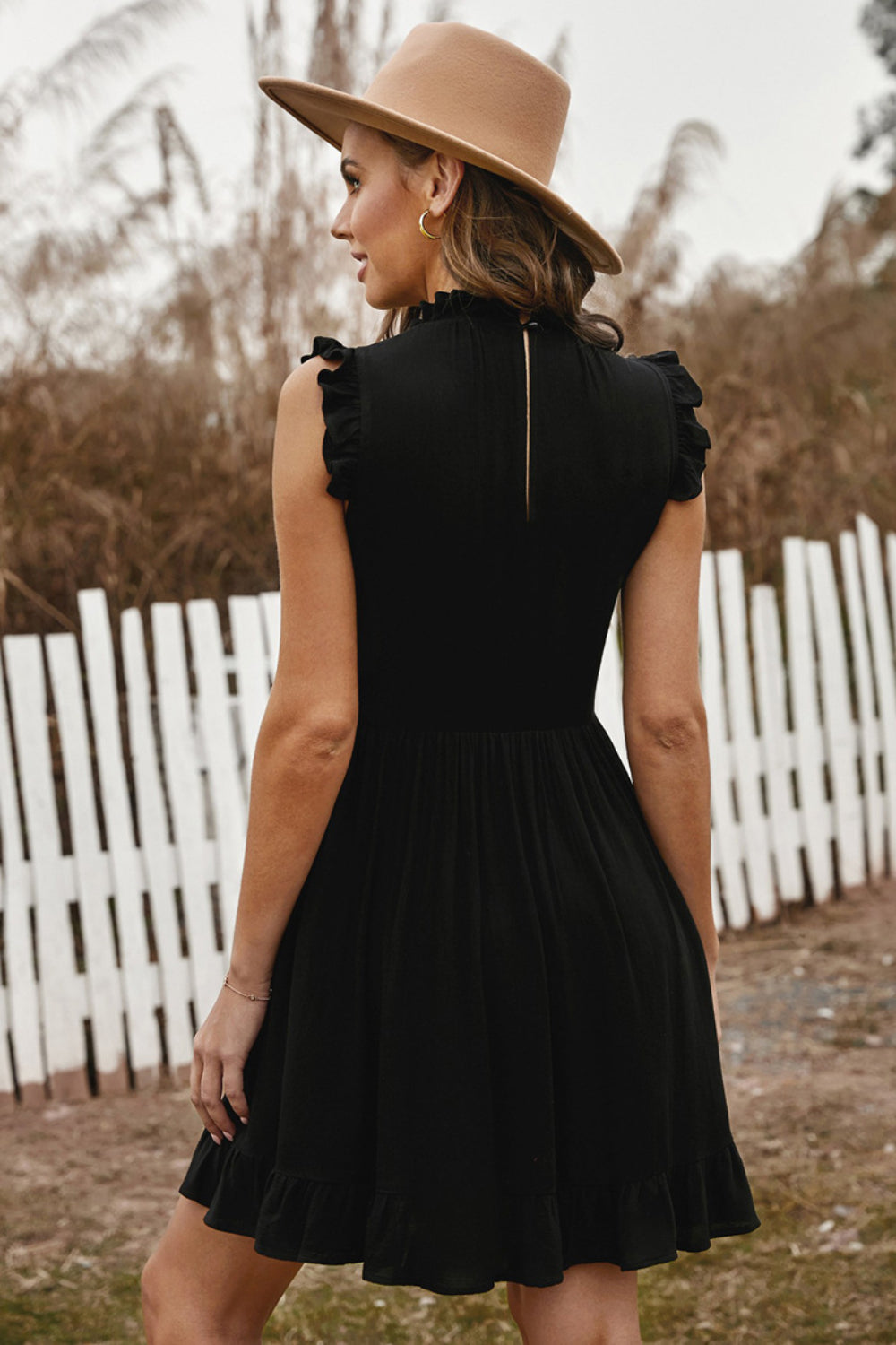 Ruffled Sleeveless Mini Dress Elegant Flowy Summer Dress