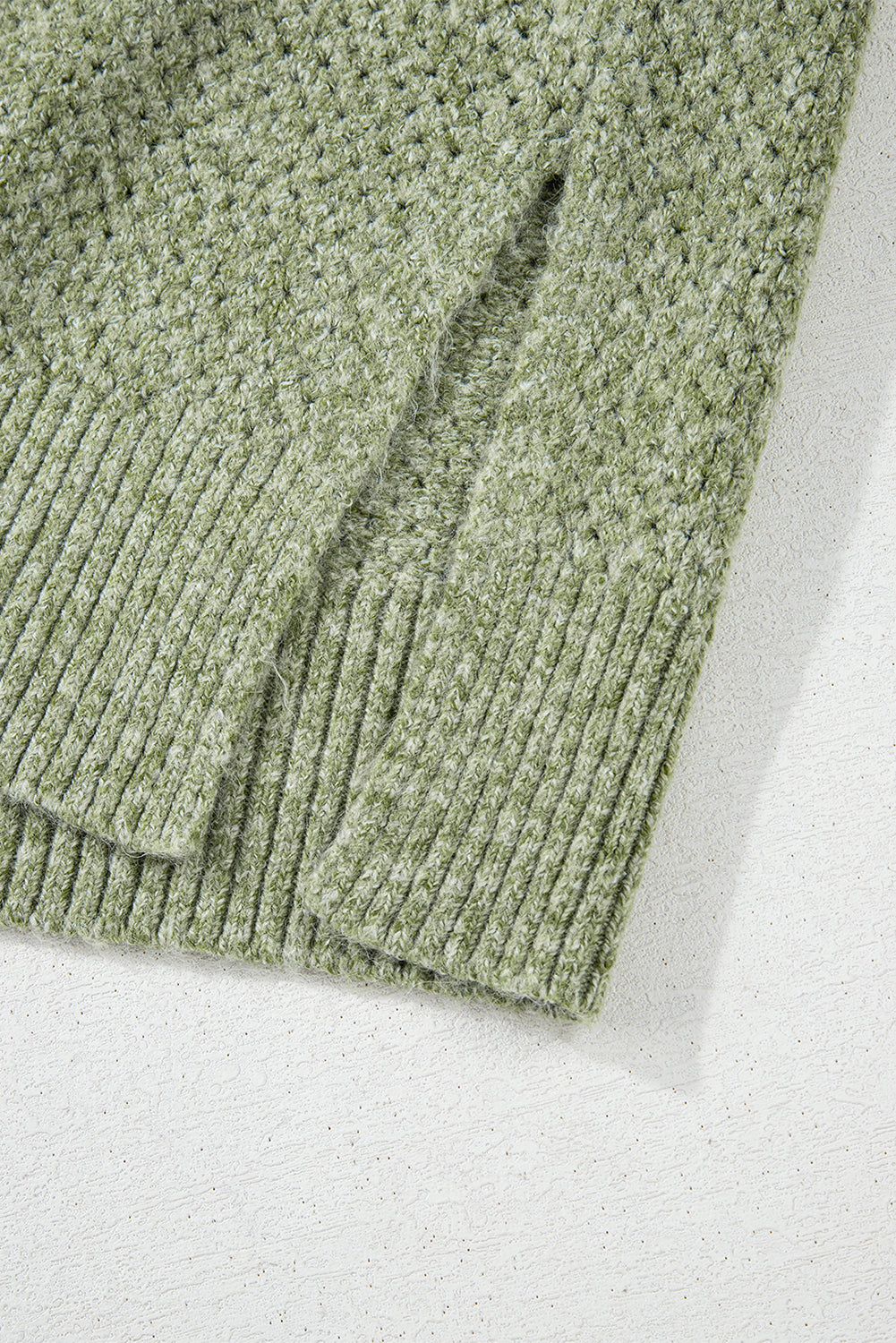 Solid Eyelet V-Neck Drop Shoulder Sweater