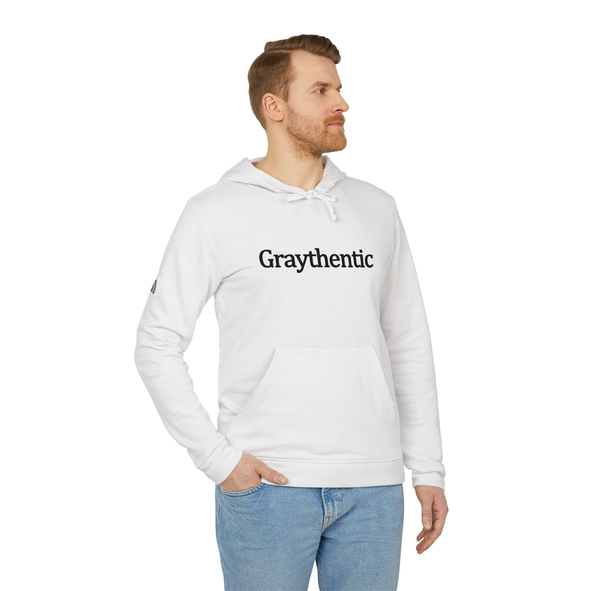 Unisex Fleece Pullover Hoodie in Red, Dark-Gray and White