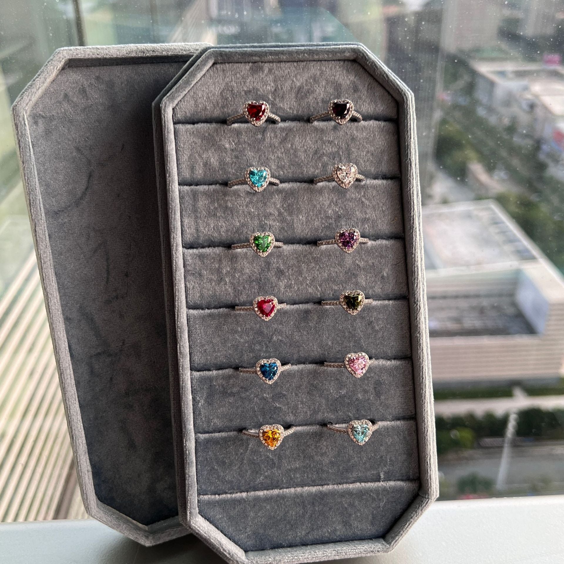 12 Zodiac Colorful Zircon Silver Ring for Women