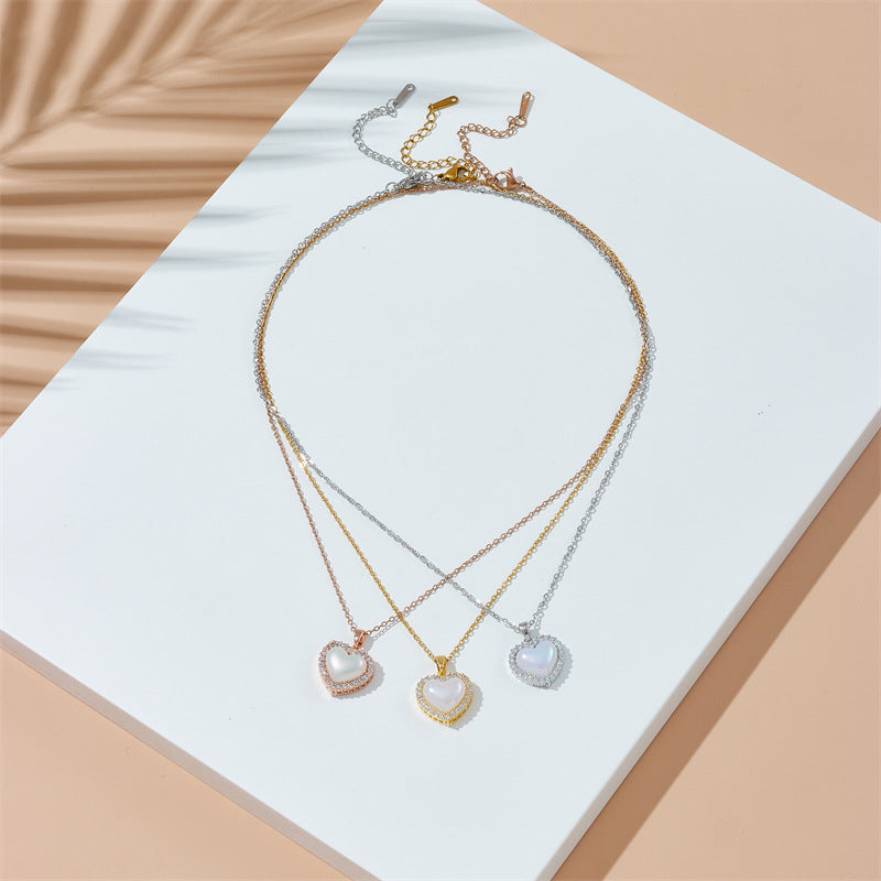 Heart-Shaped Shell Pendant Necklace in Gold, Silver & Rose Gold