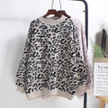 Women's Lavender Leopard Print Oversized Crew Neck Sweater - Image 4