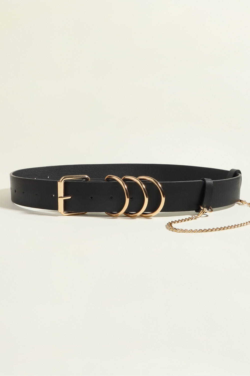 Punk PU Belt with Alloy Buckle | Black & Gold