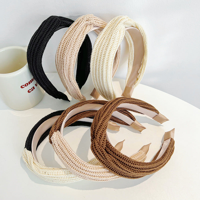 Wool Knit Wide Headband - Stylish Twisted Hair Accessory for Women - Image 2