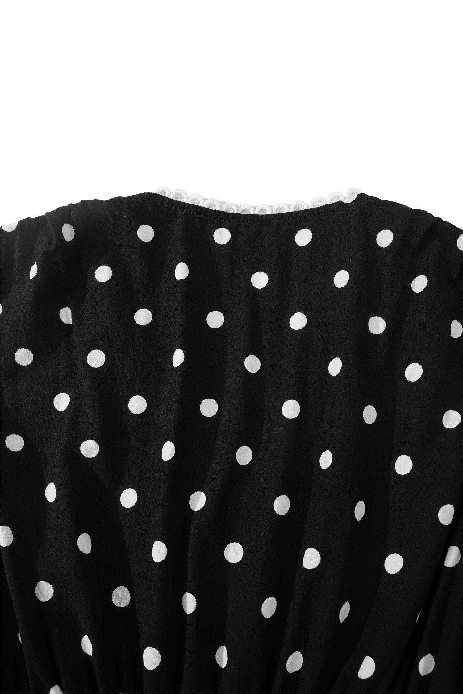Polka Dot Zip Up V-Neck Sleeveless Dress