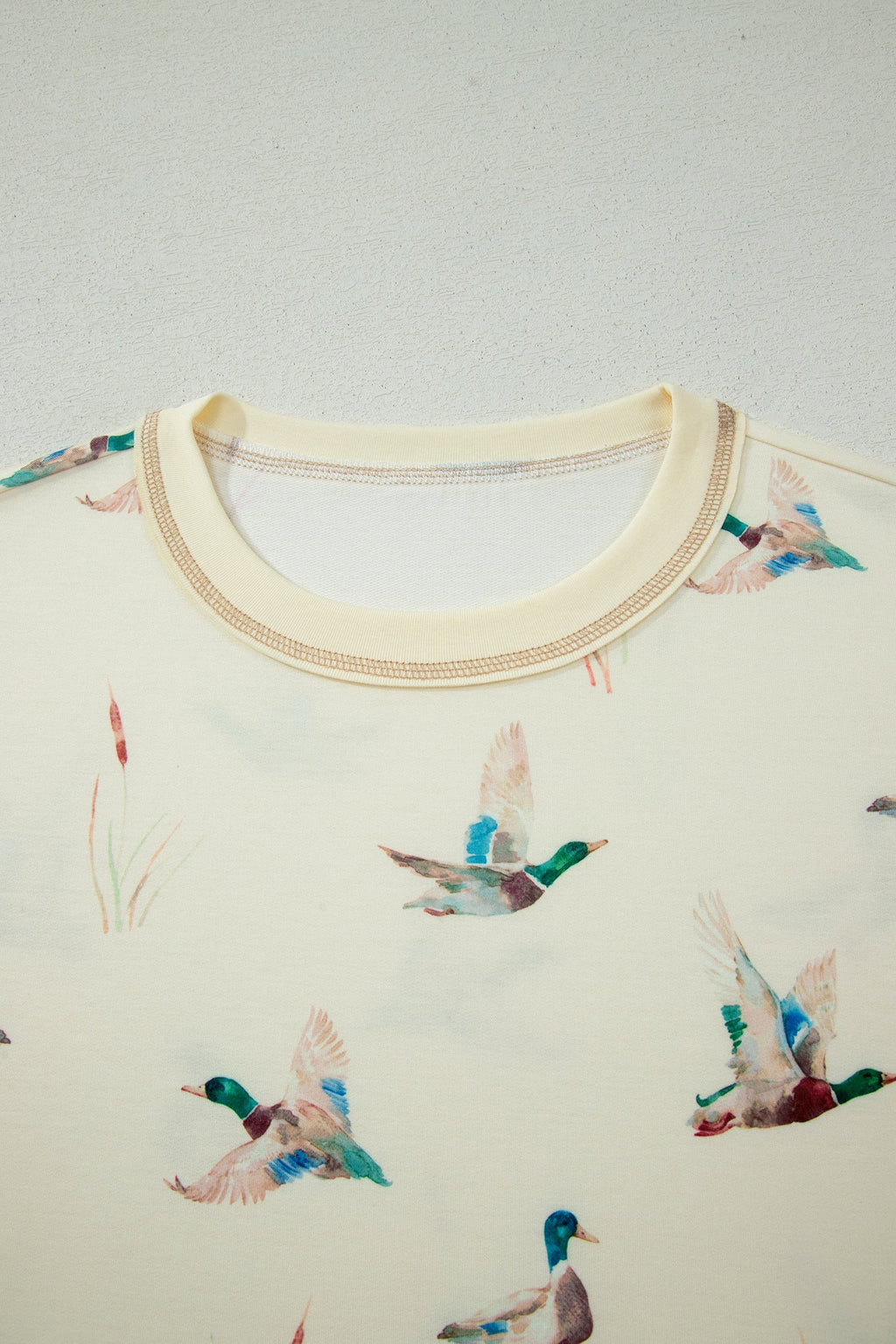 Whimsical Mallard Duck Print Oversized Tee and Shorts Set