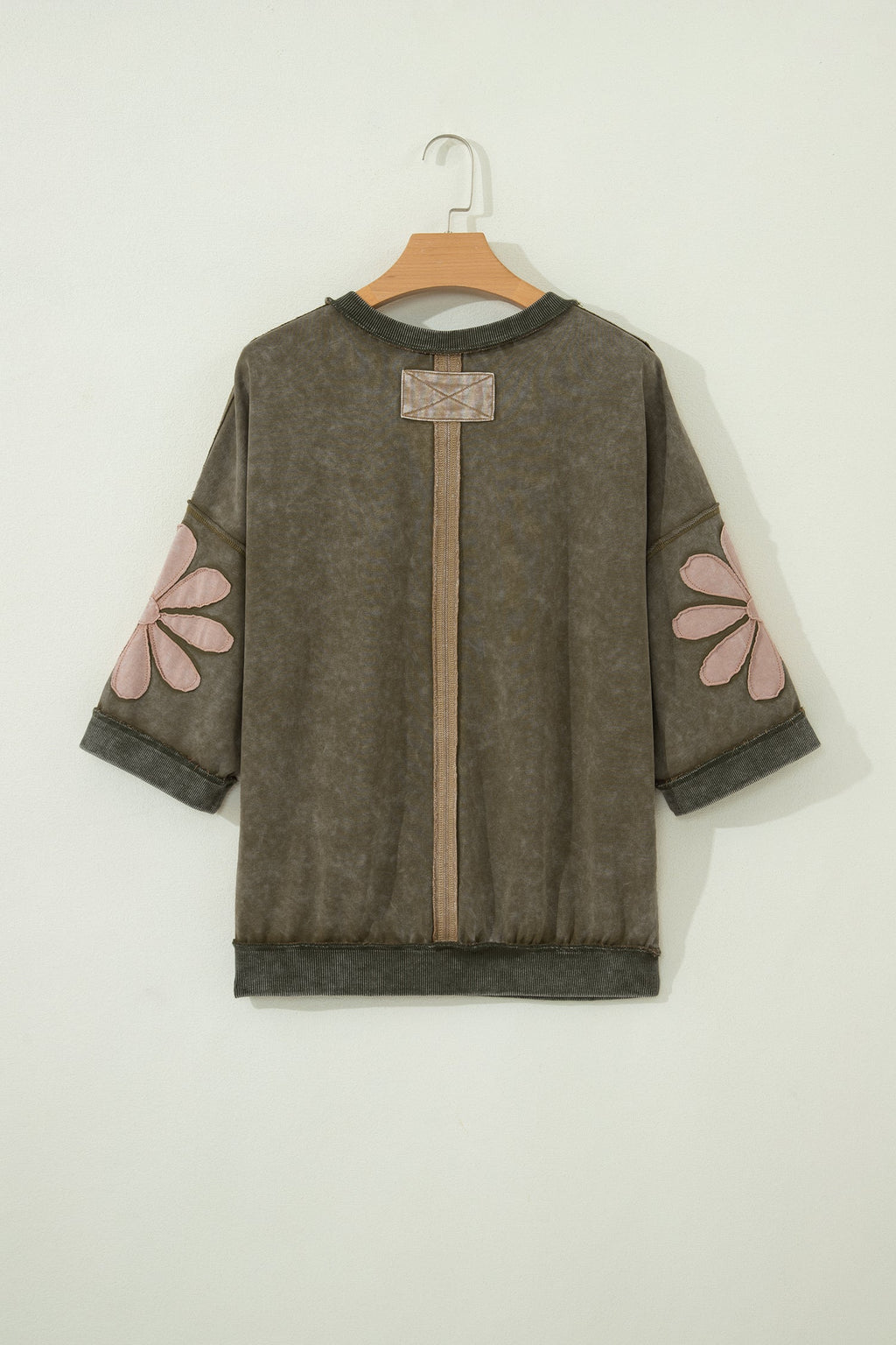 Floral Patchwork Mineral Wash Top with Exposed Seams