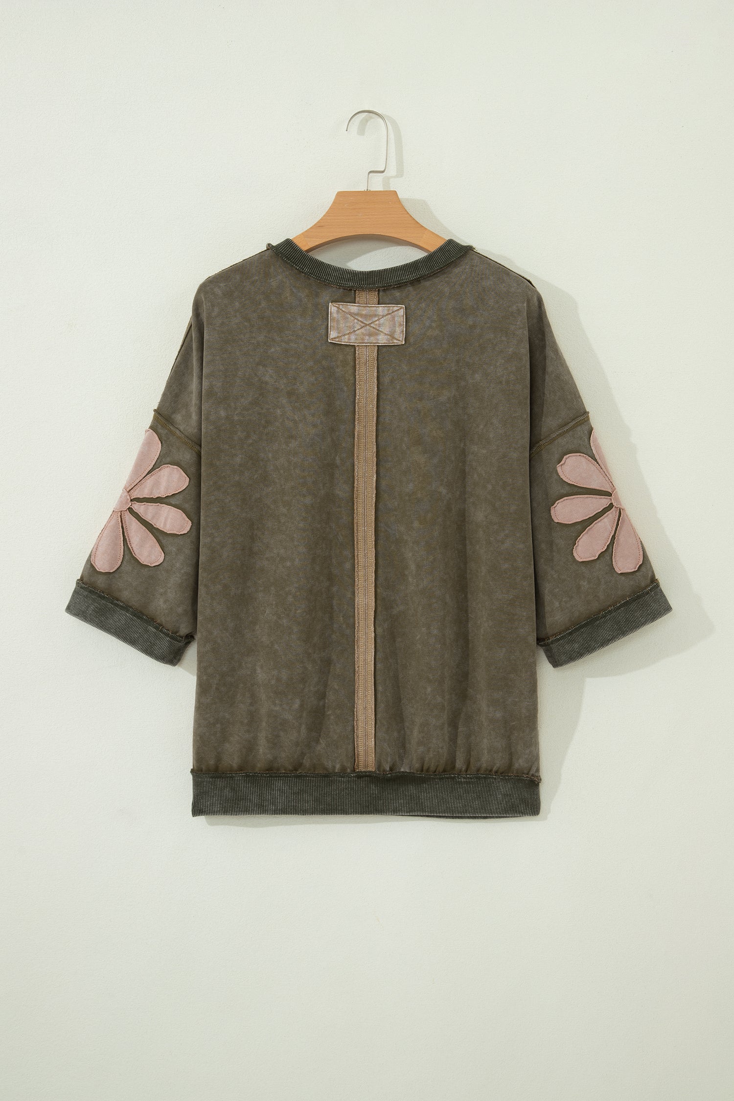 Floral Patchwork Mineral Wash Top with Exposed Seams