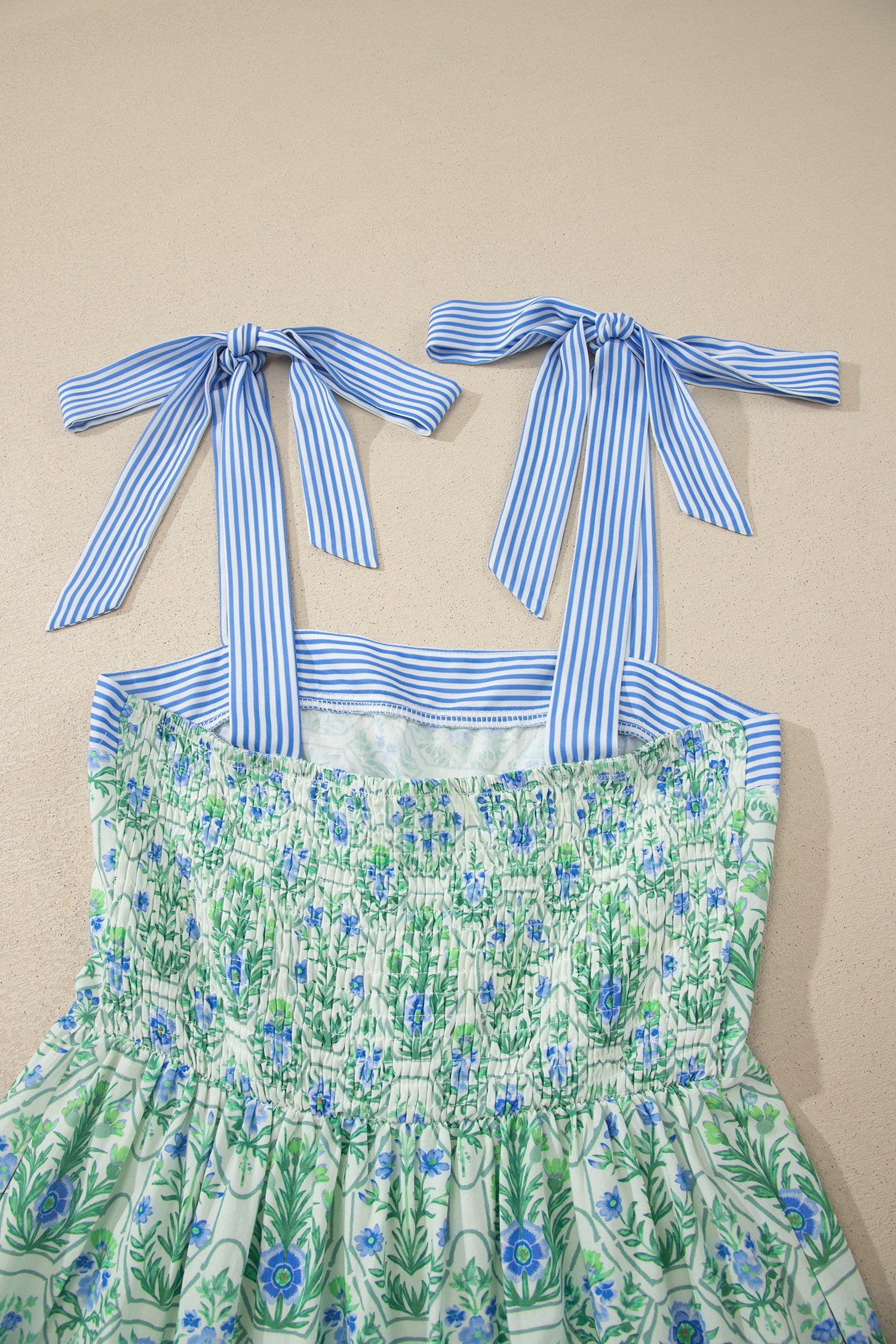 Patchwork Floral Midi Dress with Pockets - Sleeveless A-Line