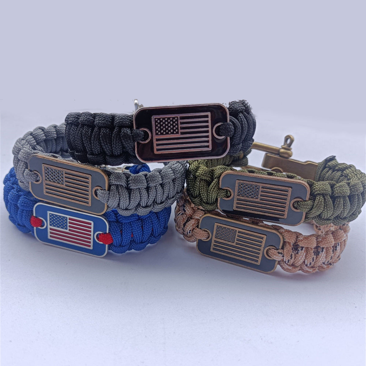 Braided Paracord Bracelet With Survival Zinc Alloy Adjusting Buckle