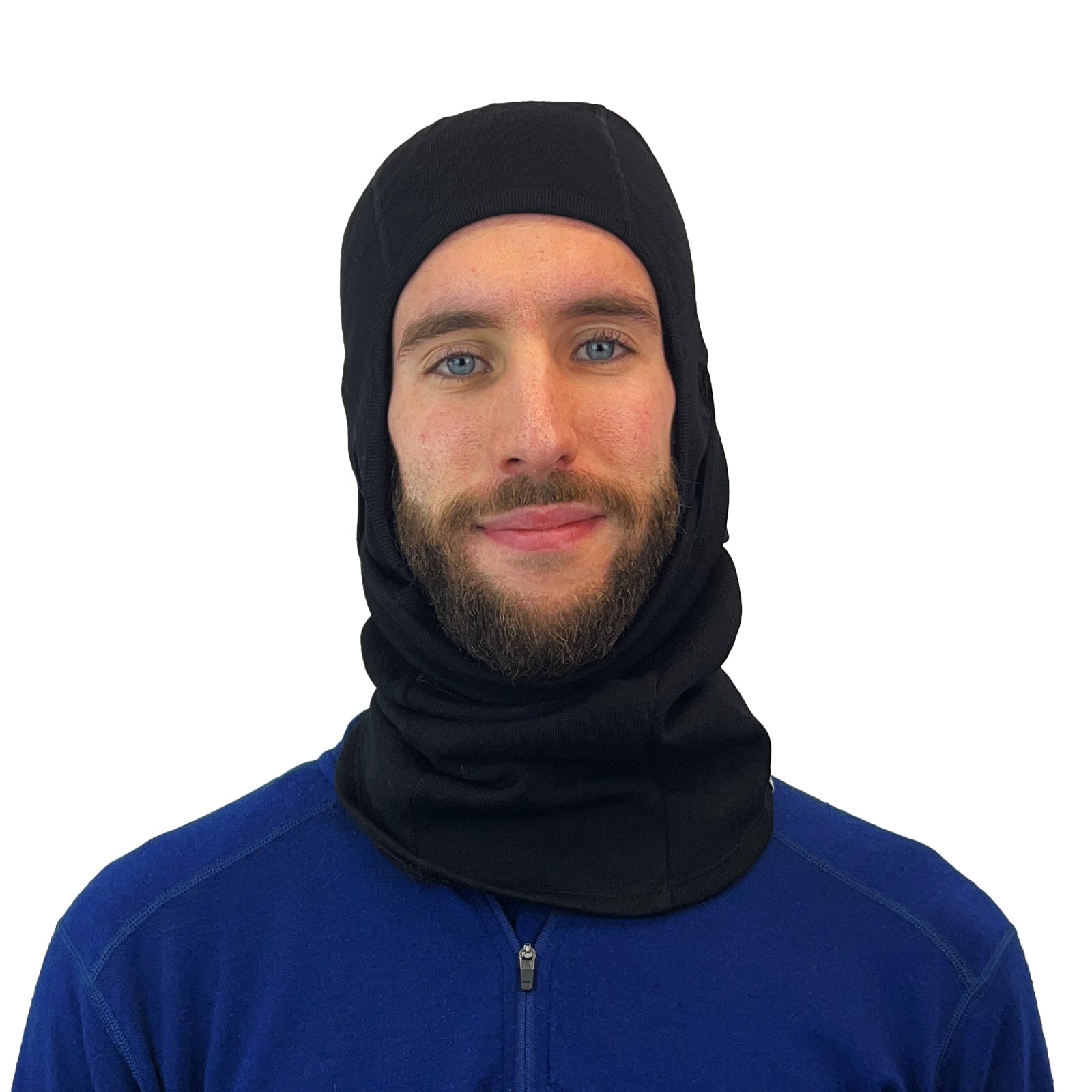 Heavyweight Brushed Merino Wool Balaclava - Black Unisex Ski Mask
