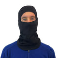 Unisex black heavyweight brushed Merino wool balaclava with breathable mouth panel and fitted design