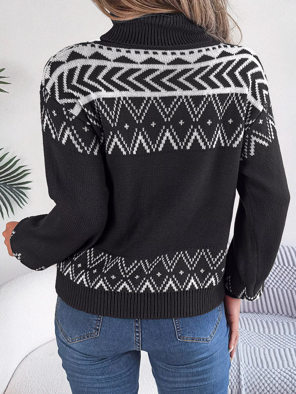 Turtleneck Dropped Shoulder Sweater