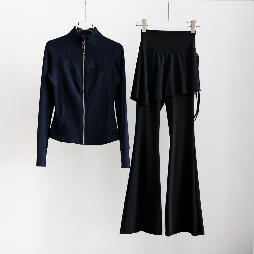 Women’s Long Sleeve Zip-Up Athletic Running Set Gym Outfit - Image 5