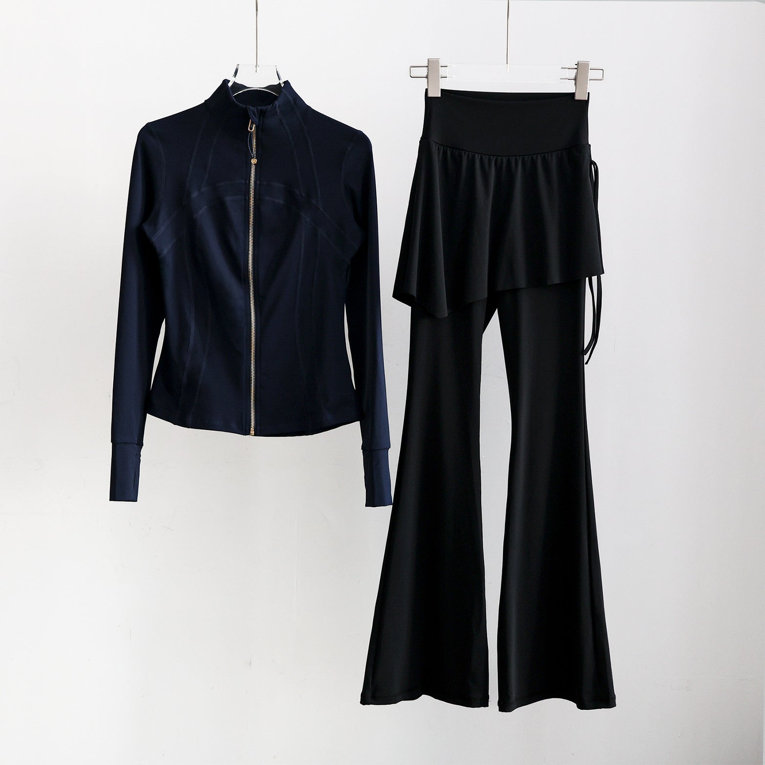 Women’s Long Sleeve Zip-Up Athletic Running Set Gym Outfit - Image 5