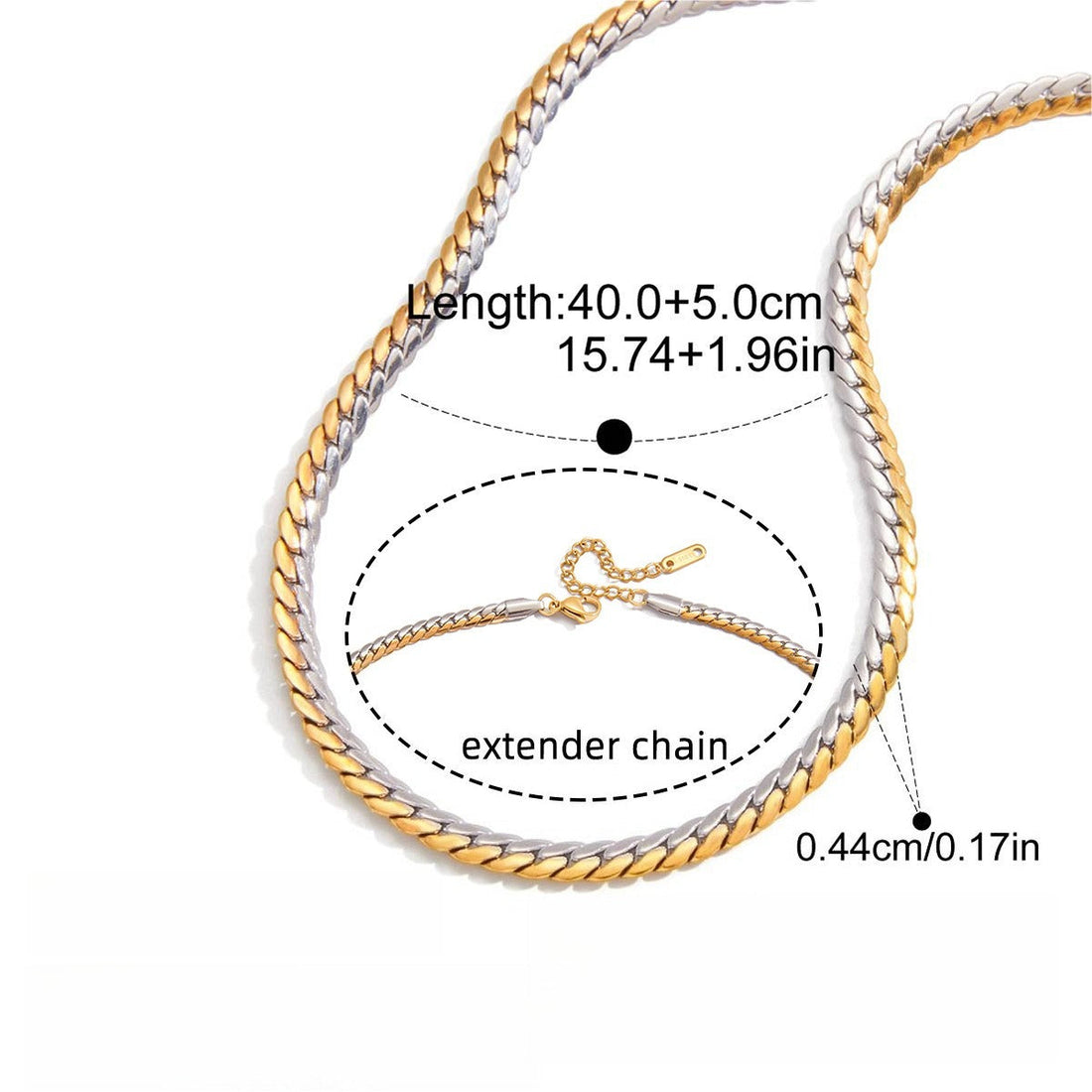 Two-Tone 18K Gold and S925 Silver Layered Chain Necklace