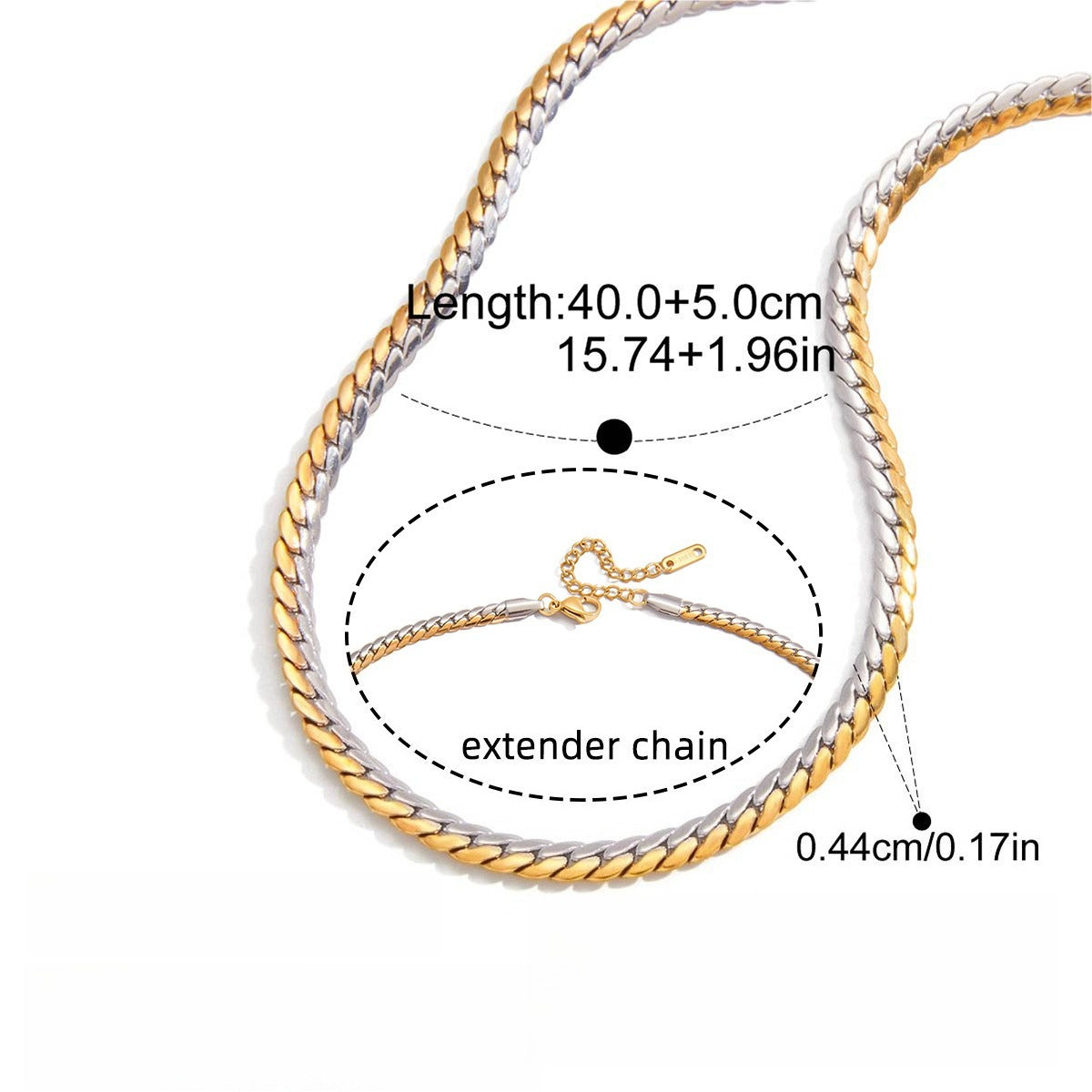 Two-Tone 18K Gold and S925 Silver Layered Chain Necklace