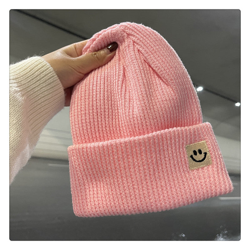 Women’s Knitted Smiley Face Beanie - Warm Winter Cuffed Hat - Image 10