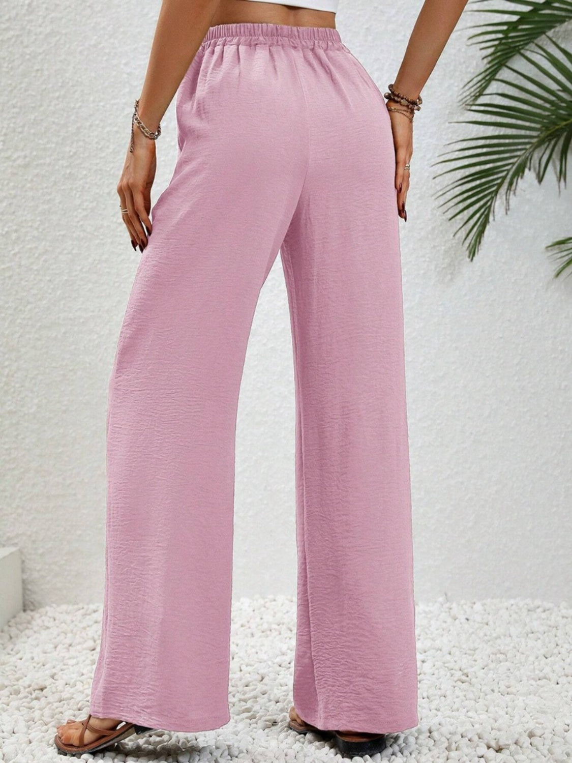 Women Wide Leg Drawstring Pants Lightweight Comfortable Trousers - Image 12