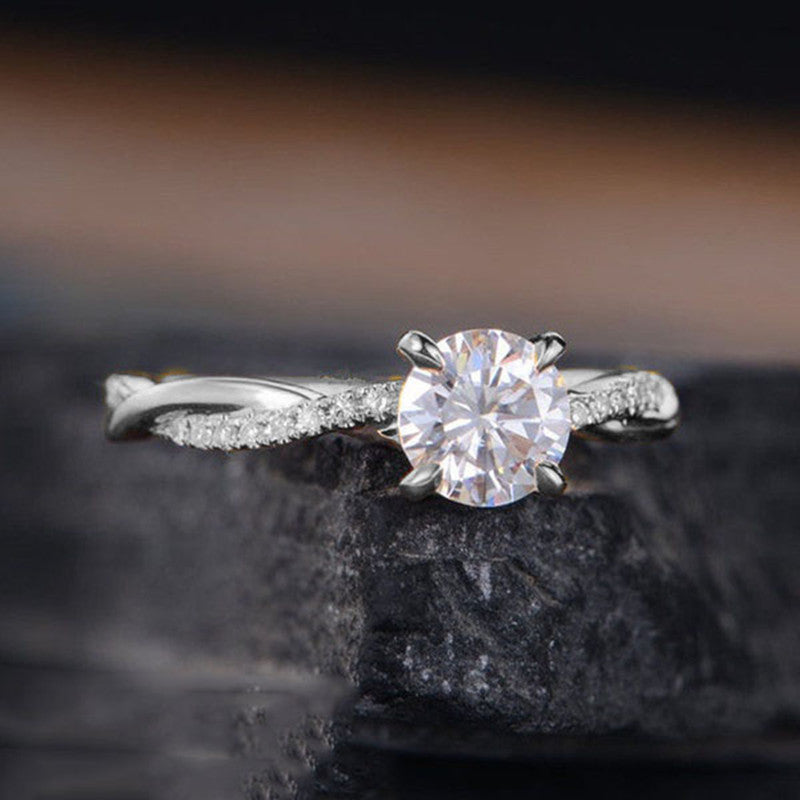 New European And American-style Minimalist Fashion Ring With Zircon Inlay