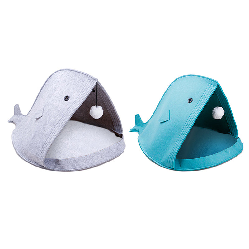 Washable Non-Woven Cat Bed, Shark Dog Bed, Foldable Pet Cave
