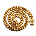 Mens Stainless Steel Necklace With An Encrypted Zircon Diamond Clasp
