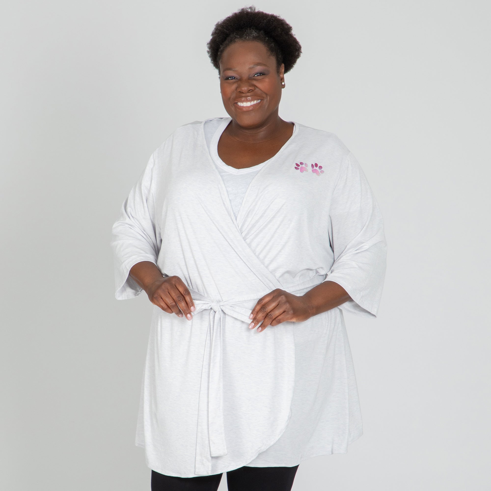Paw Print Jersey Knit Robe