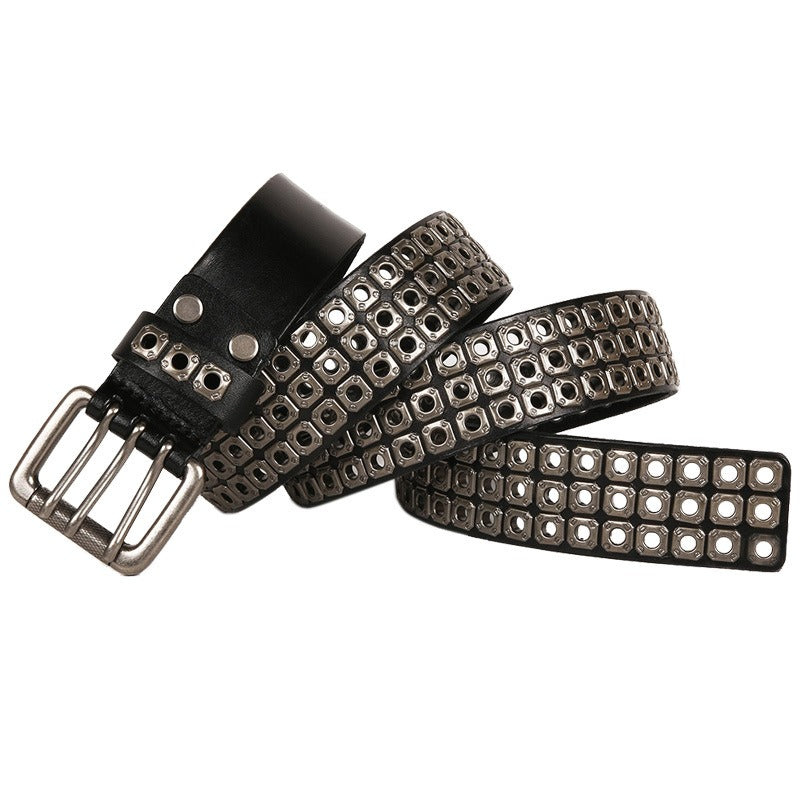 Women's Harajuku Punk Style Cowhide Rivet Belt - Adjustable - Image 5