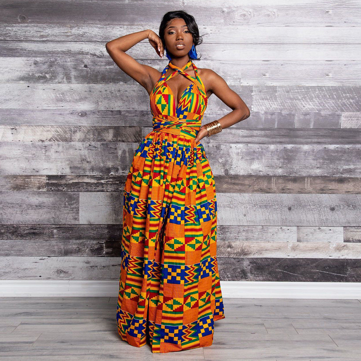 African Print Irregular Dress with Versatility