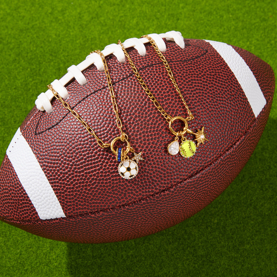 Sports Ball Enamel Pendant Necklace in Polished Stainless Steel