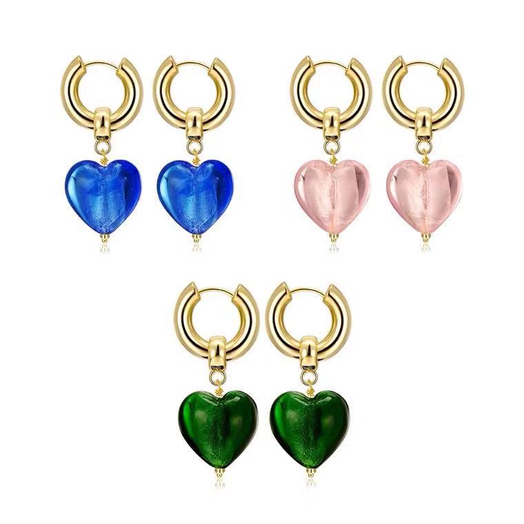 Handmade Gold Heart Shaped Hoop Earrings