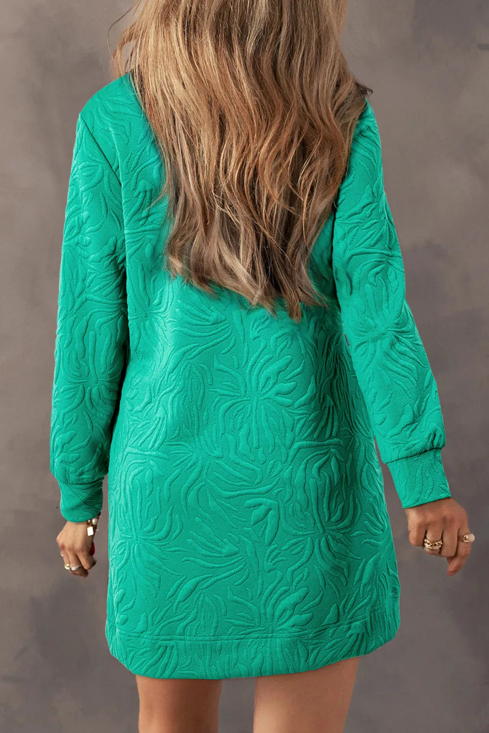 Textured Zip Front Mini Dress Modern Long Sleeve Knit