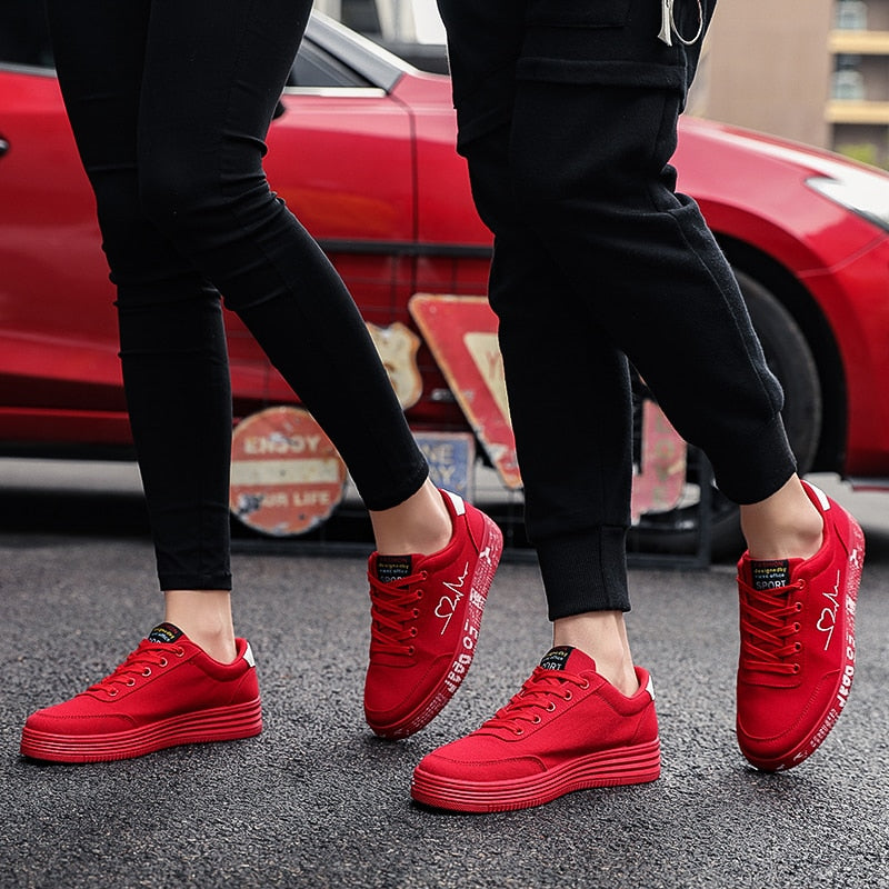 Women's Harajuku Vulcanized Lace-Up Sneakers with Heart Print - Image 5