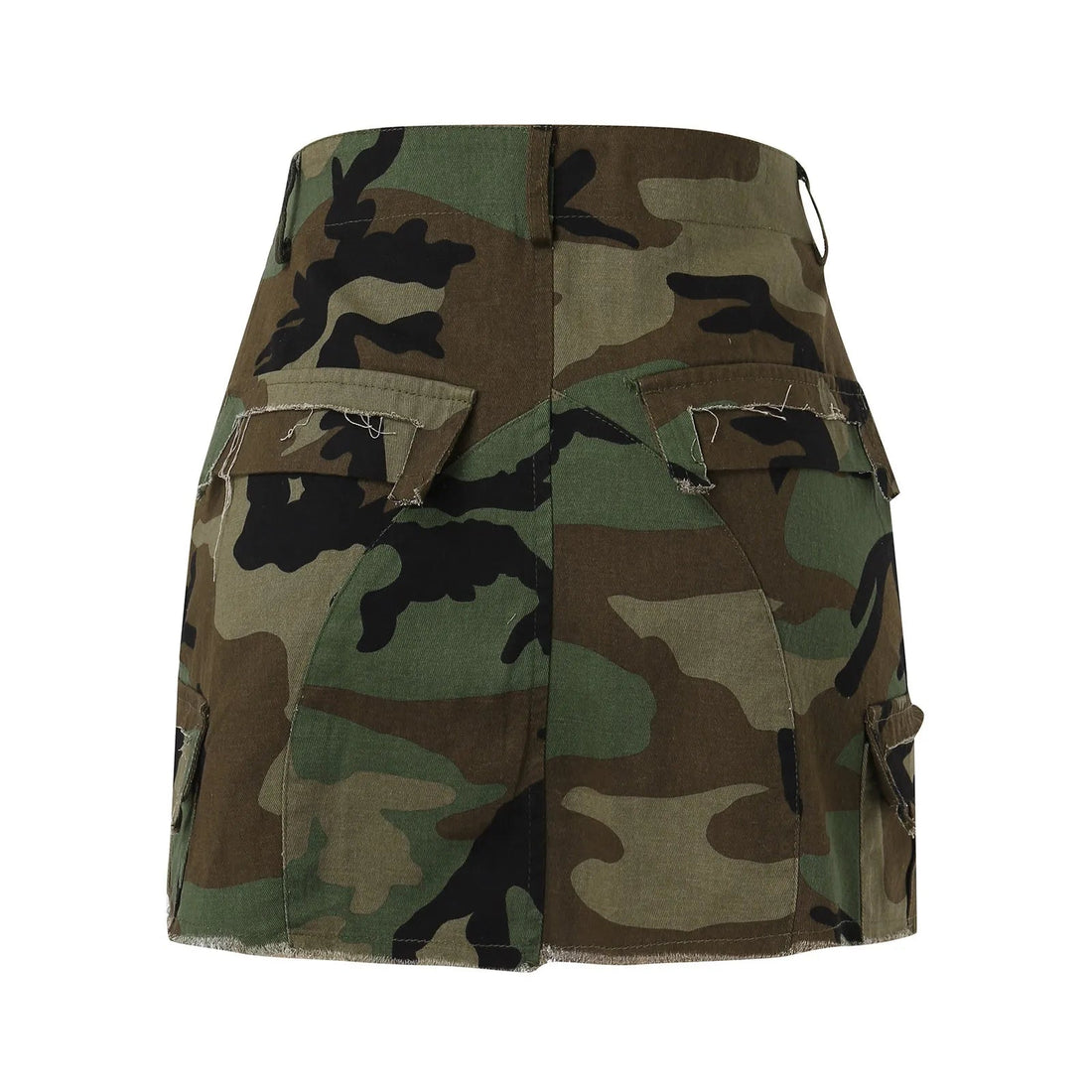 Camouflage Asymmetrical Mini Skirt with Cargo Pockets for Women - Image 3