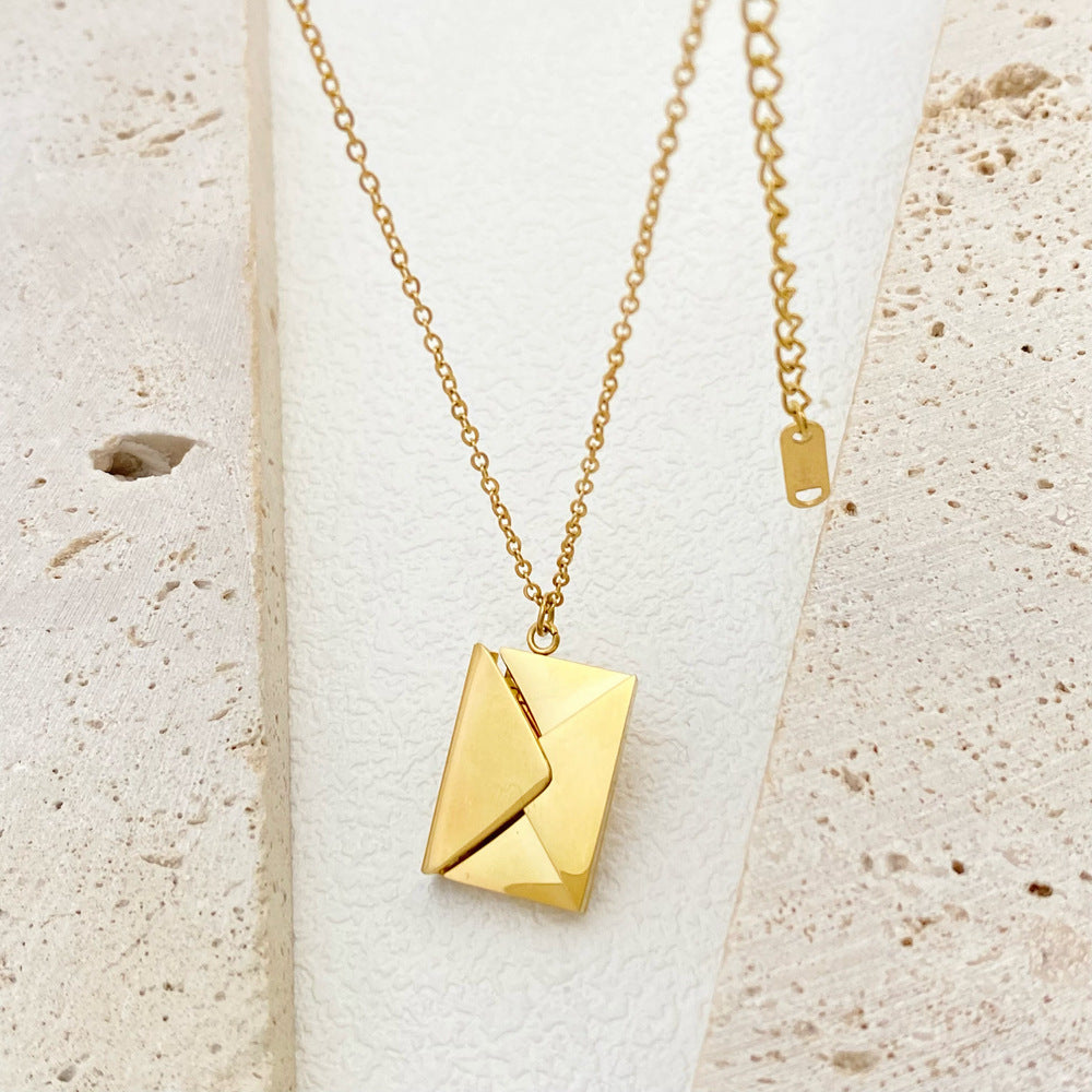 18k Gold Plated Locket Book Pendant Necklace Titanium Steel