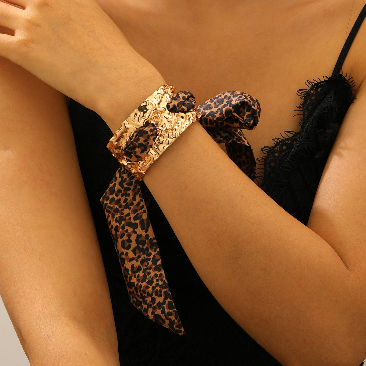 Leopard-print Silk Scarf Bracelet European And American Style