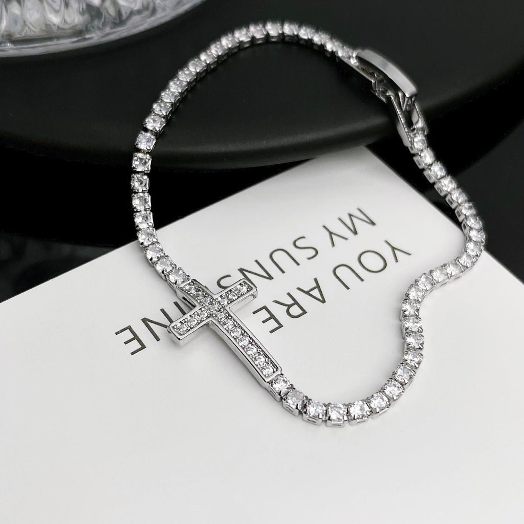 Fashion Retro Full Diamond Cross Bracelet