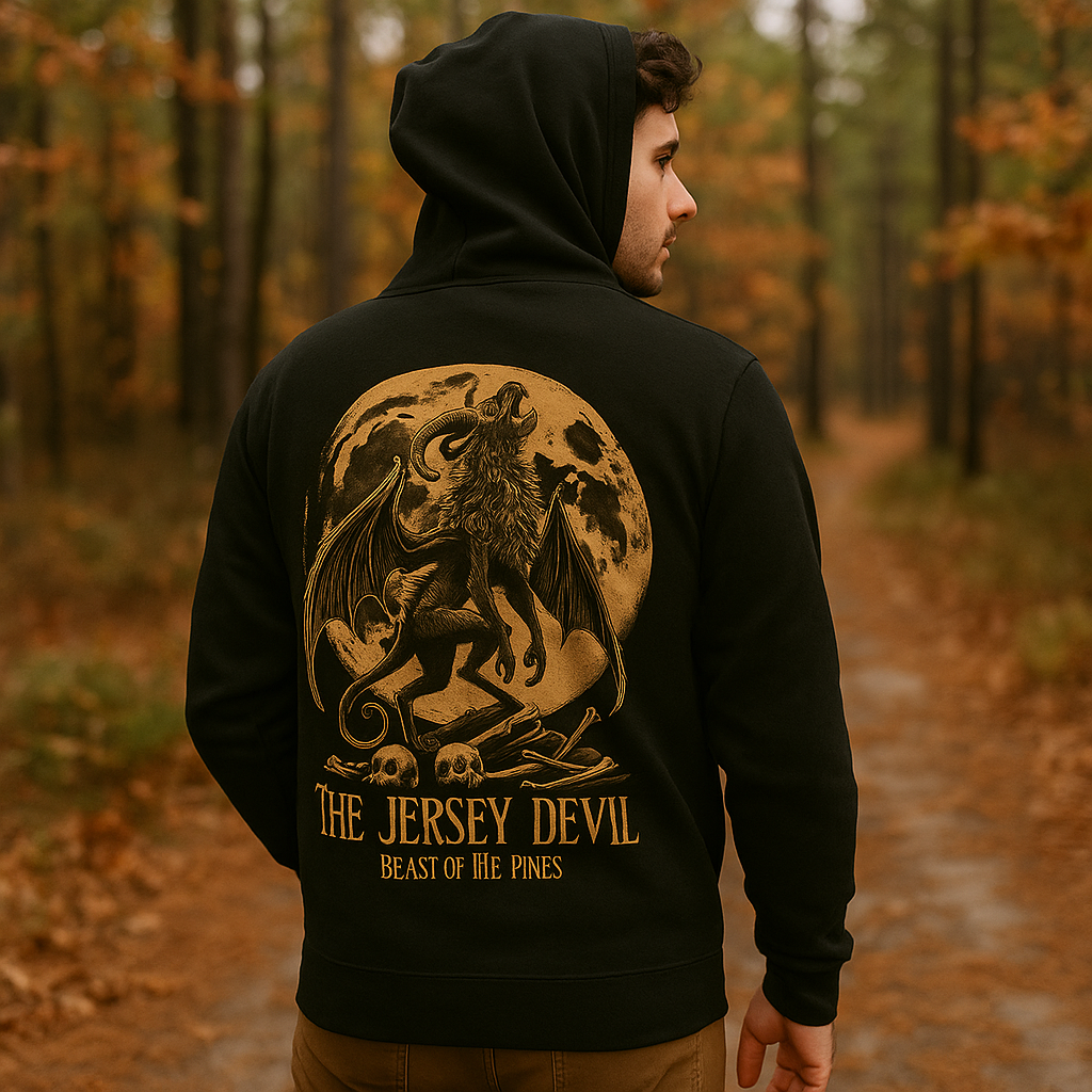 Jersey Devil Beast of the Pines Zip Up Hoodie Cryptid Graphic